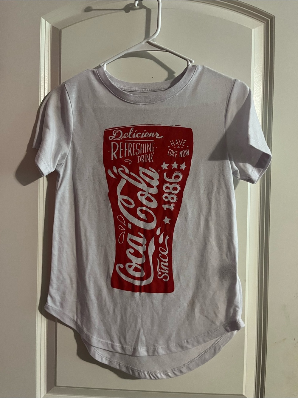 Coca Cola White Kids Short Sleeve Tee with Red Logo
